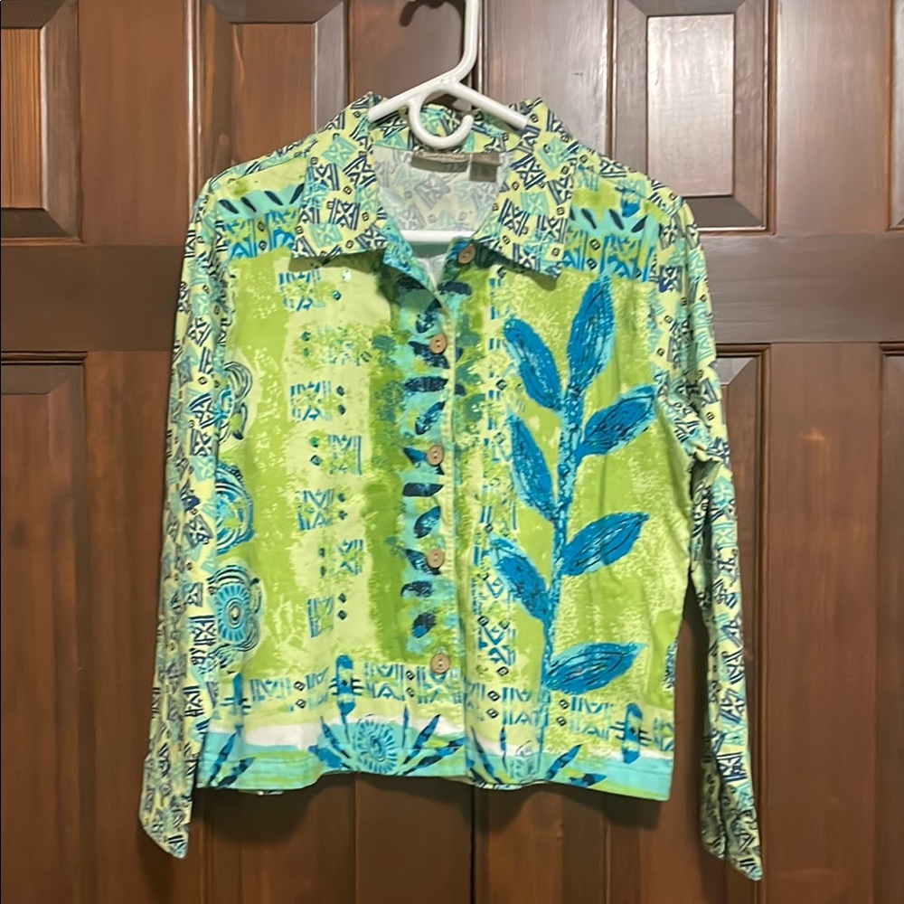 Vibrant Green and Blue Top